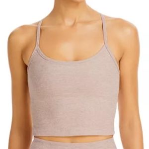 Beyond YogaSpacedye Slim Racerback Cropped Tank in chai